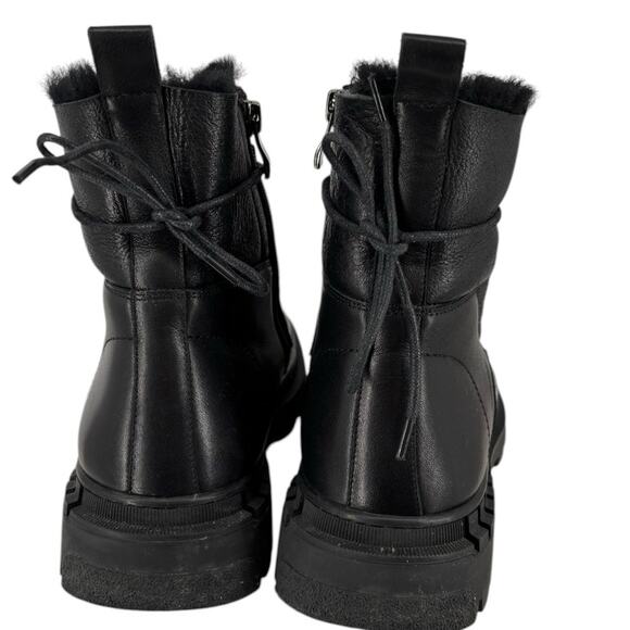 Steve Madden Eisen Black Leather Boots Mens Size 8 Combat Fur Lined Flaw main image 12
